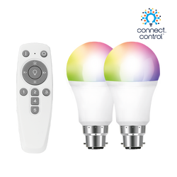 Aurora Bluetooth Smart Kit C/W 2x 8W B22 GLS Dimmable RGBCX LED Lamps and Remote - AU-A1BTGBCWK