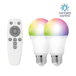 Aurora Bluetooth Smart Kit C/W 2x 8W E27 GLS Dimmable RGBCX LED Lamps and Remote - AU-A1BTGECWK