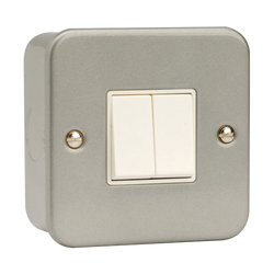 Click Scolmore Essentials Metal Clad 2 Gang 2 Way 10A Switch (No K/O) - CL012B