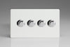 Varilight 4 Gang 2 Way Push On/Off Rotary LED Dimmer 4 x 0 120W (1 10 LEDs) (Twin Plate) - JDQDP254S