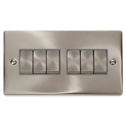 Click Scolmore Deco Ingot 6 Gang 10AX 2 Way Plate Switch - VPSC416GY