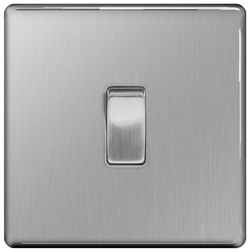 BG Screwless Flatplate Brushed Steel Single Switch, 10Ax 2 Way - FBS12