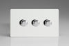 Varilight 3 Gang 2 Way Push On/Off Rotary LED Dimmer 3 x 0 120W (1 10 LEDs) (Twin Plate) - JDQDP303S
