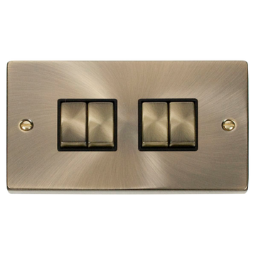 Click Scolmore Deco Ingot 4 Gang 10AX 2 Way Plate Switch - VPAB414BK