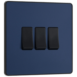 BG Evolve Matt Blue Triple Light Switch 20A 16AX 2 Way - PCDDB43B