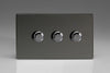 Varilight 3 Gang 2 Way Push On/Off Rotary LED Dimmer 3 x 0 120W (1 10 LEDs) (Twin Plate) - JDiDP303S