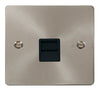 Click Scolmore Define Brushed Steel 1 Gang Telephone Outlet With Black - FPBS125BK