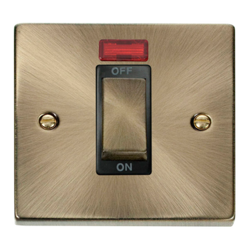 Click Scolmore Deco Ingot 1 Gang 45A 2 Pole Neon Switch - VPAB501BK