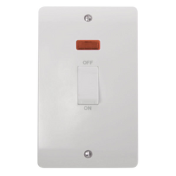 Click Scolmore Mode 45A Double Pole Rocker Switch With Neon Polar White - CMA503