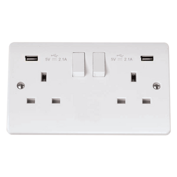 Click Scolmore Mode 13A 2 Gang USB 4.2 Plug Socket Polar White - CMA780