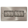 Click Scolmore Deco Ingot 6 Gang 10AX 2 Way Plate Switch - VPSC416BK