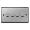 BG Nexus Metal Brushed Steel 4 Gang 2 Way Dimmer Switches - NBS84P