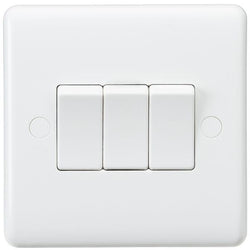 Knightsbridge Curved Edge 10AX 3G 2-Way Switch - White - CU4000