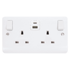 Click Scolmore Mode 13A 2 Gang TYPE A/C USB 4.2 Plug Socket White - CMA786