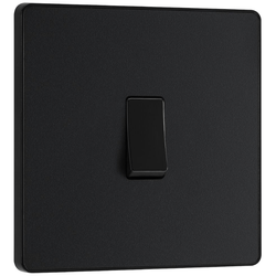 BG Evolve Matt Black Single Light Switch 20A 16AX 2 Way - PCDMB12B