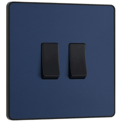 BG Evolve Matt Blue Double Light Switch 20A 16AX 2 Way - PCDDB42B