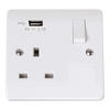 Click Scolmore Mode 13A 1 Gang USB 2.1 Plug Socket Polar White - CMA771U