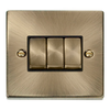 Click Scolmore Deco Ingot 3 Gang 10AX 2 Way Plate Switch - VPAB413BK