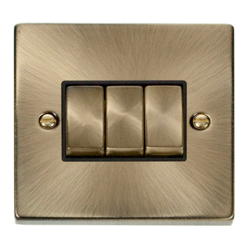 Click Scolmore Deco Ingot 3 Gang 10AX 2 Way Plate Switch - VPAB413BK
