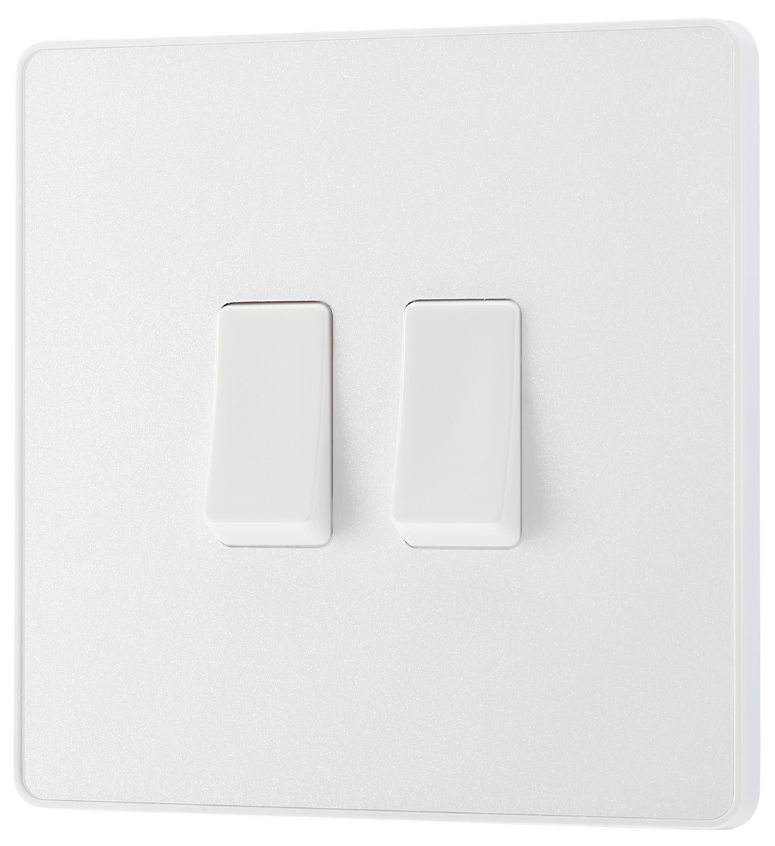 BG Evolve Pearl White Double Light Switch 20A 16AX 2 Way PCDCL42W