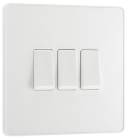 BG Evolve Pearl White Triple Light Switch 20A 16AX 2 Way - PCDCL43W