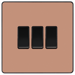 BG Evolve Polished Copper Triple Light Switch 20A 16AX 2 Way - PCDCP43B