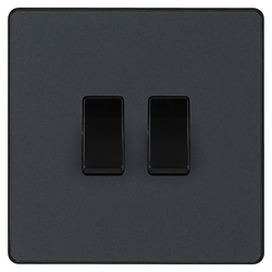 BG Evolve Matt Grey Double Light Switch 20A 16AX 2 Way - PCDMG42B