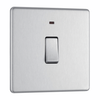 BG Screwless Flatplate Brushed Steel Single Switch, 20A With Power Indicator - FBS31