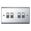 BG Nexus Metal Polished Chrome 4 Gang 2 Way Rocker Switch 10A - NPC44 (Return Unit)