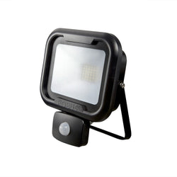 Robus REMY 30W LED flood light with PIR, IP65, Black, 4000K, c/w junction box - RRE3040P-04