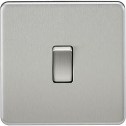 Knightsbridge Screwless 10AX 1G Intermediate Switch - Brushed Chrome - SF1200BC