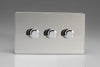 Varilight 3 Gang 2 Way Push On/Off Rotary LED Dimmer 3 x 0 120W (1 10 LEDs) (Twin Plate) - JDCDP303S
