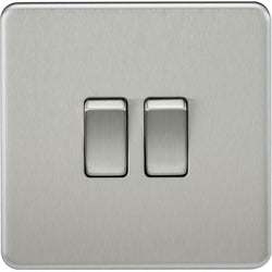 Knightsbridge Screwless 10AX 2G 2-Way Switch - Brushed Chrome - SF3000BC