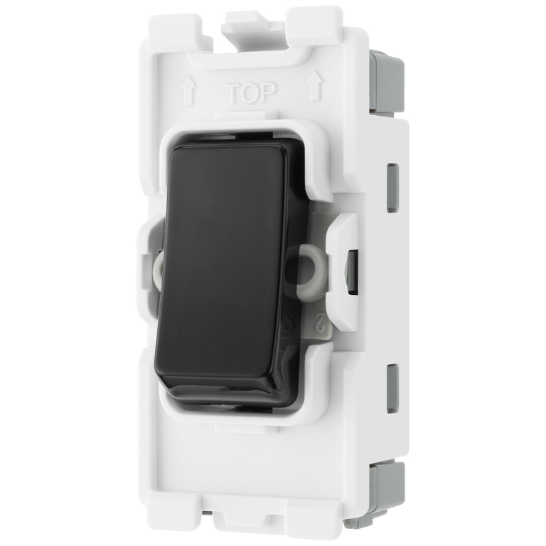 BG Evolve Grid 20AX Double Pole Switch Black RPCDB30