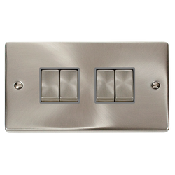 Click Scolmore Deco Ingot 4 Gang 10AX 2 Way Plate Switch - VPSC414GY