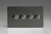Varilight 4 Gang 2 Way Push On/Off Rotary LED Dimmer 4 x 0 120W (1 10 LEDs) (Twin Plate) - JDiDP254S