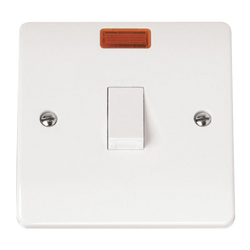 Click Scolmore Mode 20A 1 Gang Double Pole Rocker Switch Polar White With Neon - CMA623