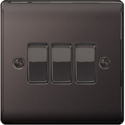 BG Nexus Metal Black Nickel Triple Switch, 10Ax 2 Way - NBN43