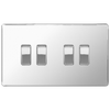 BG Screwless Flatplate Polished Chrome Quadruple Switch, 10Ax 2 Way - FPC44
