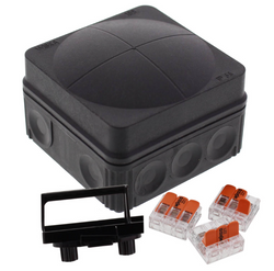 Wiska COMBI 108 Weatherproof Junction Box with Wago Connectors, Black - 10111273