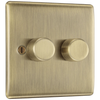 BG Nexus Metal Antique Brass Double Intelligent Led Dimmer Switch, 2-Way Push On/Off - NAB82