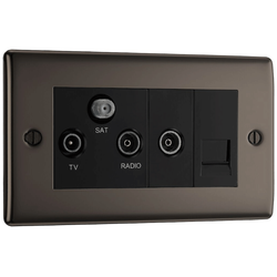 BG Nexus Metal Black Nickel Triplex Tv/Fm/Sat+Ret, 1G Tel Scrd - NBN68