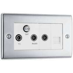 BG Nexus Metal Polished Chrome Triplex Tv/Fm/Sat+Ret, 1G Tel Scrd - NPC68