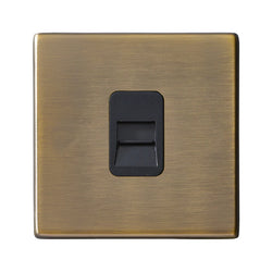 Hamilton Hartland CFX 1 Gang Screwless Slave Telephone Socket - Antique Brass with Black Insert  - 79CTCSB