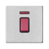 Hamilton Hartland G2 45A 1 Gang Screwless DP Cooker Switch with Neon - Satin Steel with Black Insert  - 7G2445NB