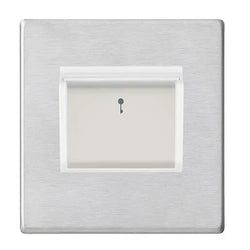 Hamilton Hartland G2 10A 6AX 1 Gang Card Switch On/Off with Blue LED Locator - Satin Steel/White  - 7G24C11SS-W