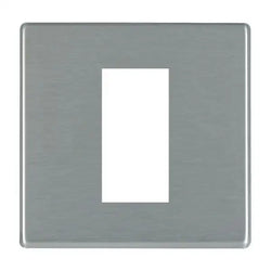 Hamilton Hartland G2 EuroFix 1 Gang Front Plate with 1 EuroFix Aperture and Grid - Satin Steel  - 7G24EURO1