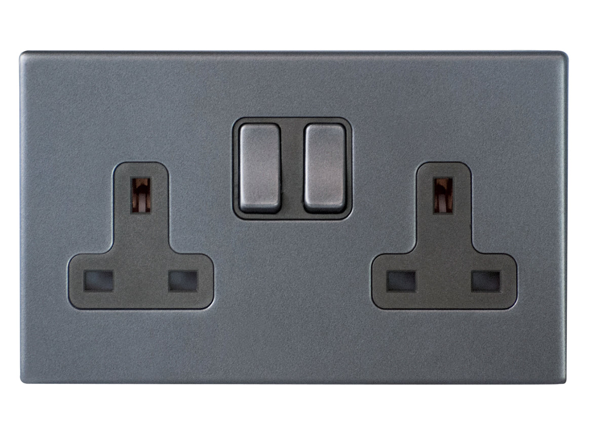 Hamilton Hartland G2 13A 2 Gang Screwless DP Switched Socket - Anthrac ...