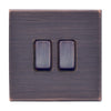 Hamilton Hartland G2 10A 2 Gang 2 Way Screwless Light Switch - Etrium Bronze  - 7G2EBR22EB-B