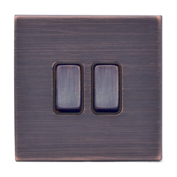 Hamilton Hartland G2 10A 2 Gang 2 Way Screwless Light Switch - Etrium Bronze  - 7G2EBR22EB-B
